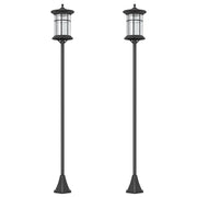 SET 2 LAMPIONI SOLARI CON 6H AUTONOMIA E ANCORAGGIO A TERRA, IN ACCIAIO INOX E ABS, 23.5X23.5X184 CM, NERO