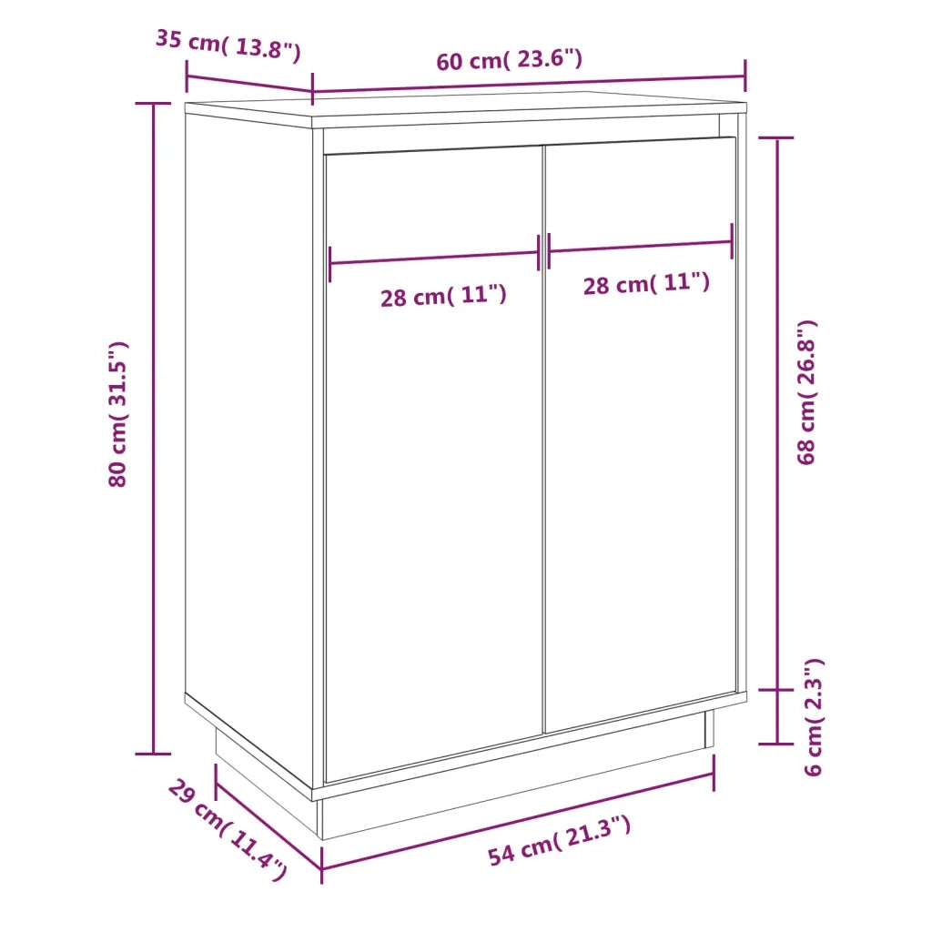 Scarpiera-Scaffale per scarpe Bianca 60x35x80 cm in Legno Massello di Pino