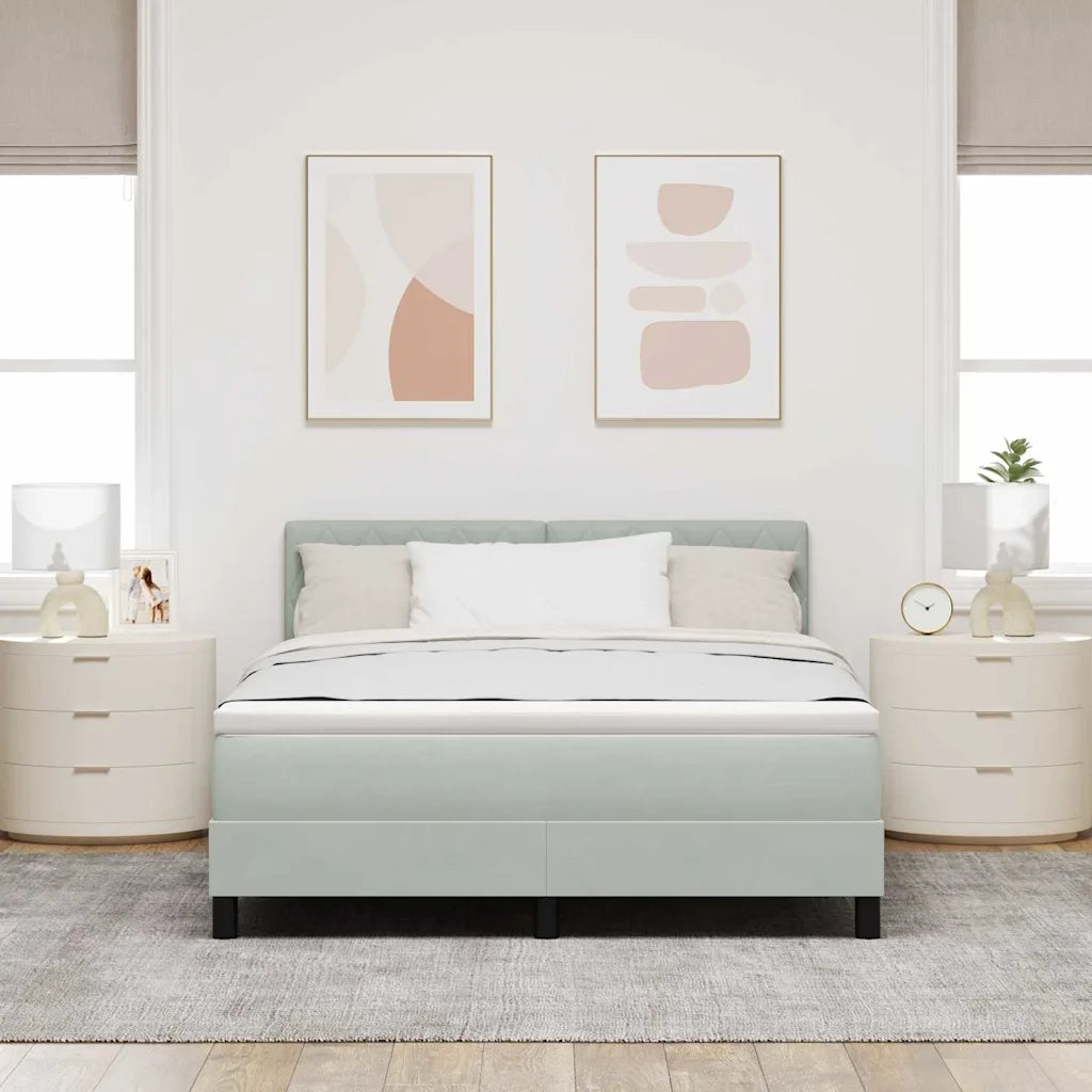 Letto a Sorgente LED con led Grigio chiaro 160 x 200 cm Velluto