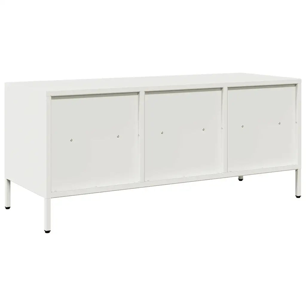 Mobile TV Bianco 101,5x39x43,5 cm in Acciaio Laminato a Freddo