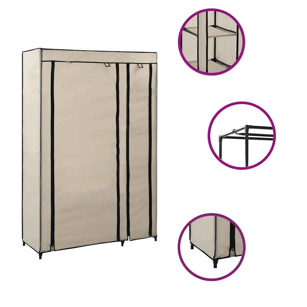 Armadio Pieghevole Crema 110x45x175 cm in Tessuto CFW5093833