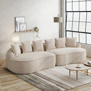 Divano 4 Posti in Tessuto Chenille con Cuscini ¨C MINIMAL ¨C Beige Chiaro