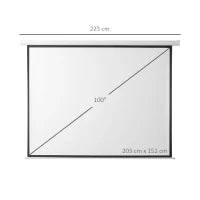 Schermo per Proiettore 100 Pollici Formato 4:3 Regolabile con Telecomando, Schermo di Proiezione Motorizzato Compatto, Installazione a Parete o Soffitto, 203x152 cm, Bianco