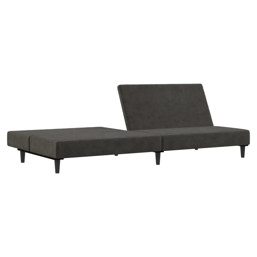 Divano Letto a 2 Posti Grigio Scuro in Velluto 375733