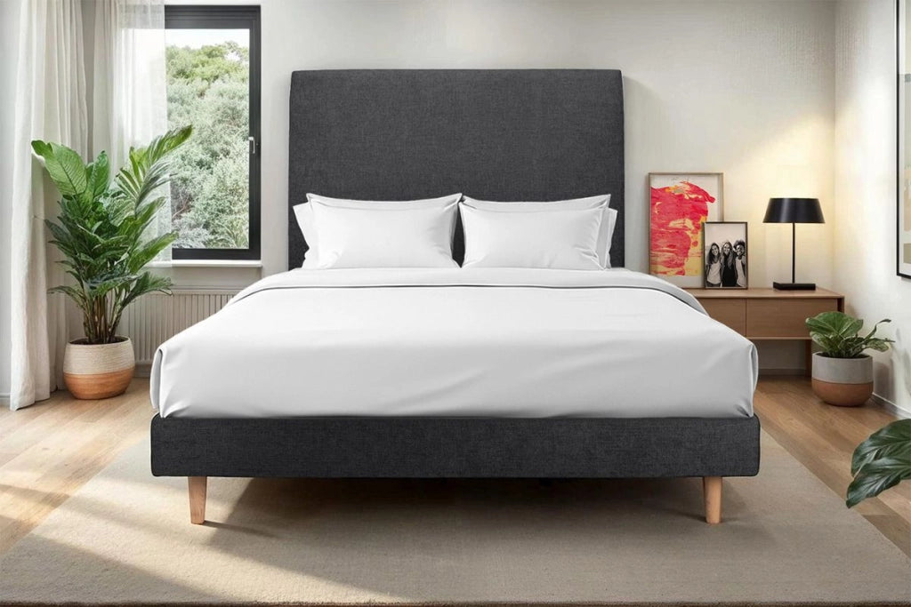 Letto 135x190 cm con testata imbottita - Tessuto Tela opaca