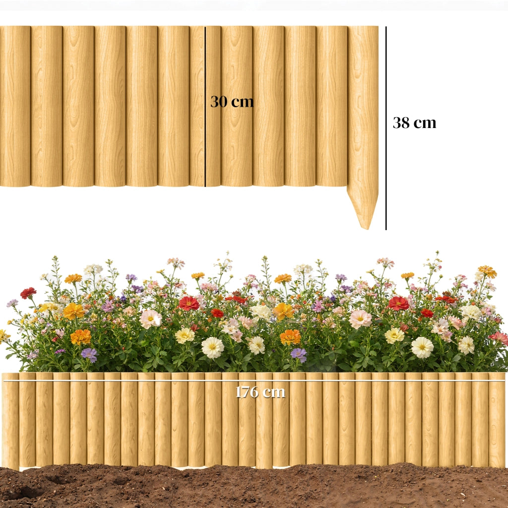 Pannello Decorativo per Recinzione Giardino ¨C Minimal ¨C Legno 176x38 cm Naturale