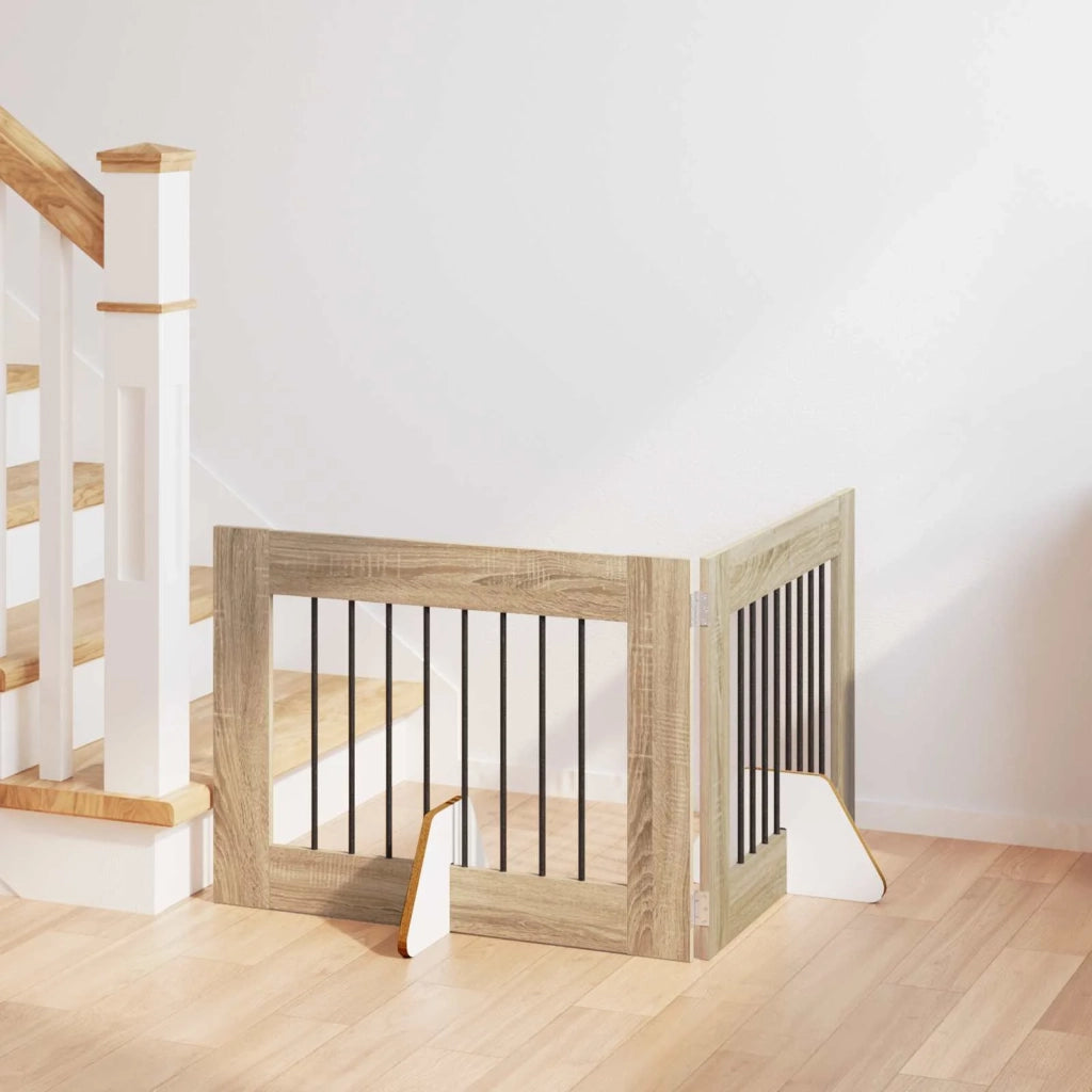 Cancello per cani con supporti 2 pcs Rovere Sonoma 80 x 60 cm 892128
