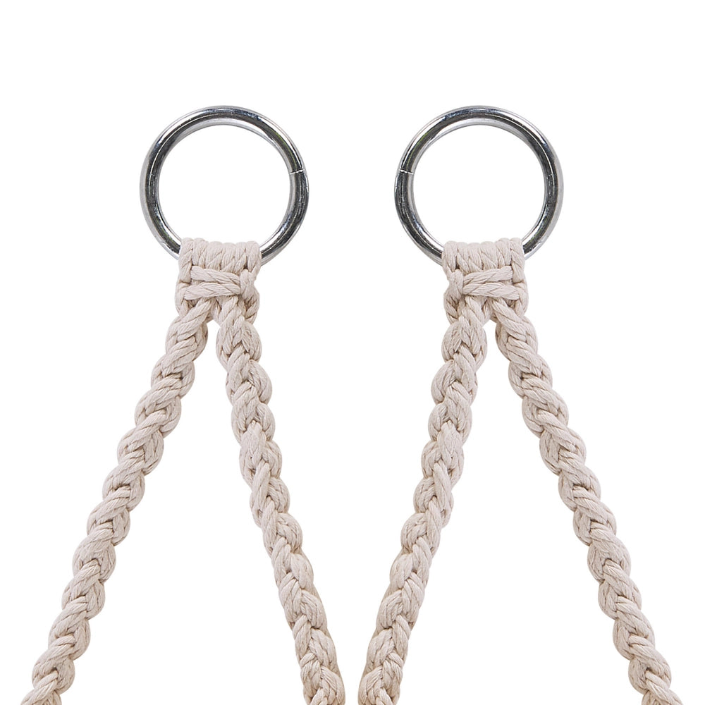 Sedia sospesa poltrona pensile Sedile intrecciato in macramè bianco Sedia a dondolo per interni Stile Boho