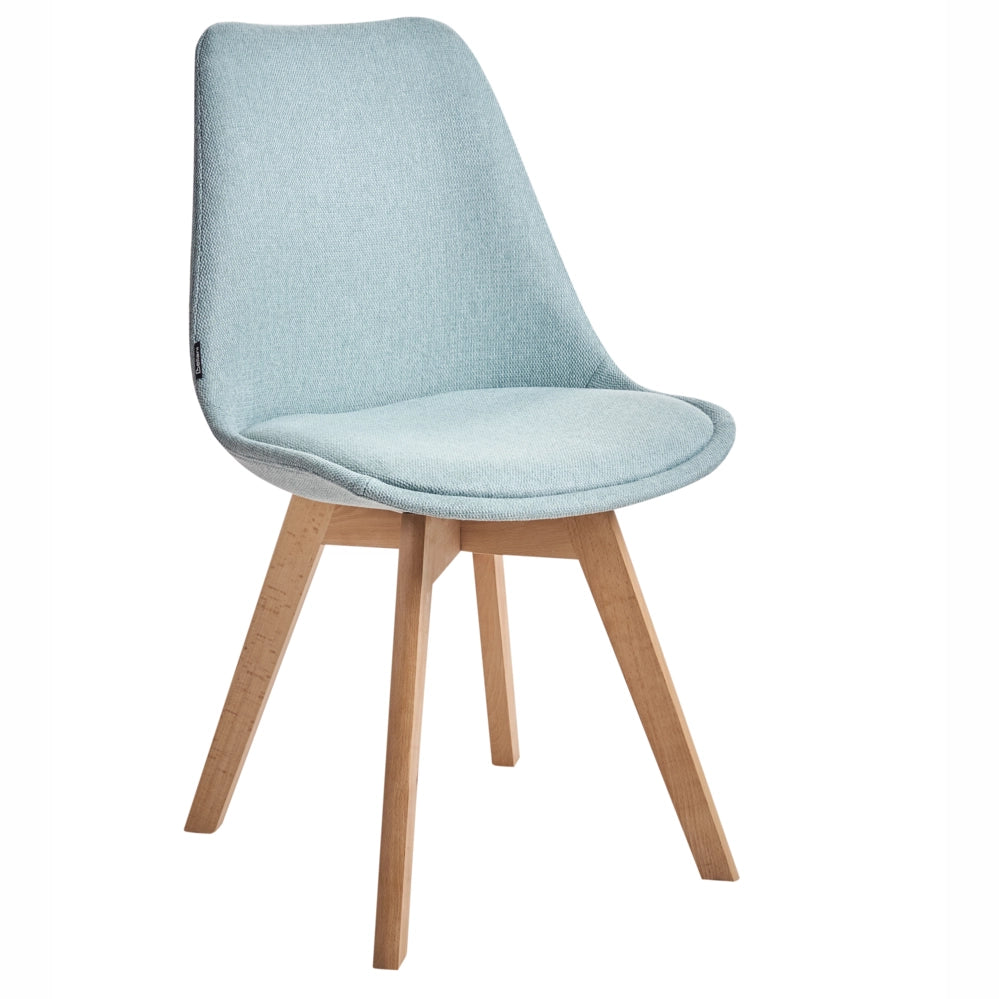 Set di 2 sedie da pranzo con rivestimento in tessuto verde menta gambe in legno eleganti design moderno