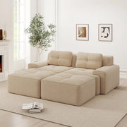 Divano Modulare Cloud con Ottoman ¨C Xylo ¨C Beige, Velluto a Coste, 2 Posti