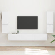 Set mobile TV Montaggio a parete 4 pz-Credenza per TV Bianco Legno multistrato 906444