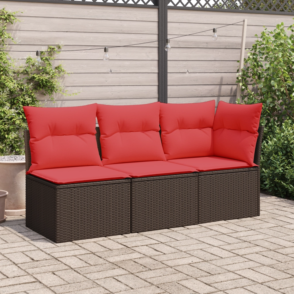 Sedia da giardino senza braccioli con cuscini marrone in polyrattan CFW6679567