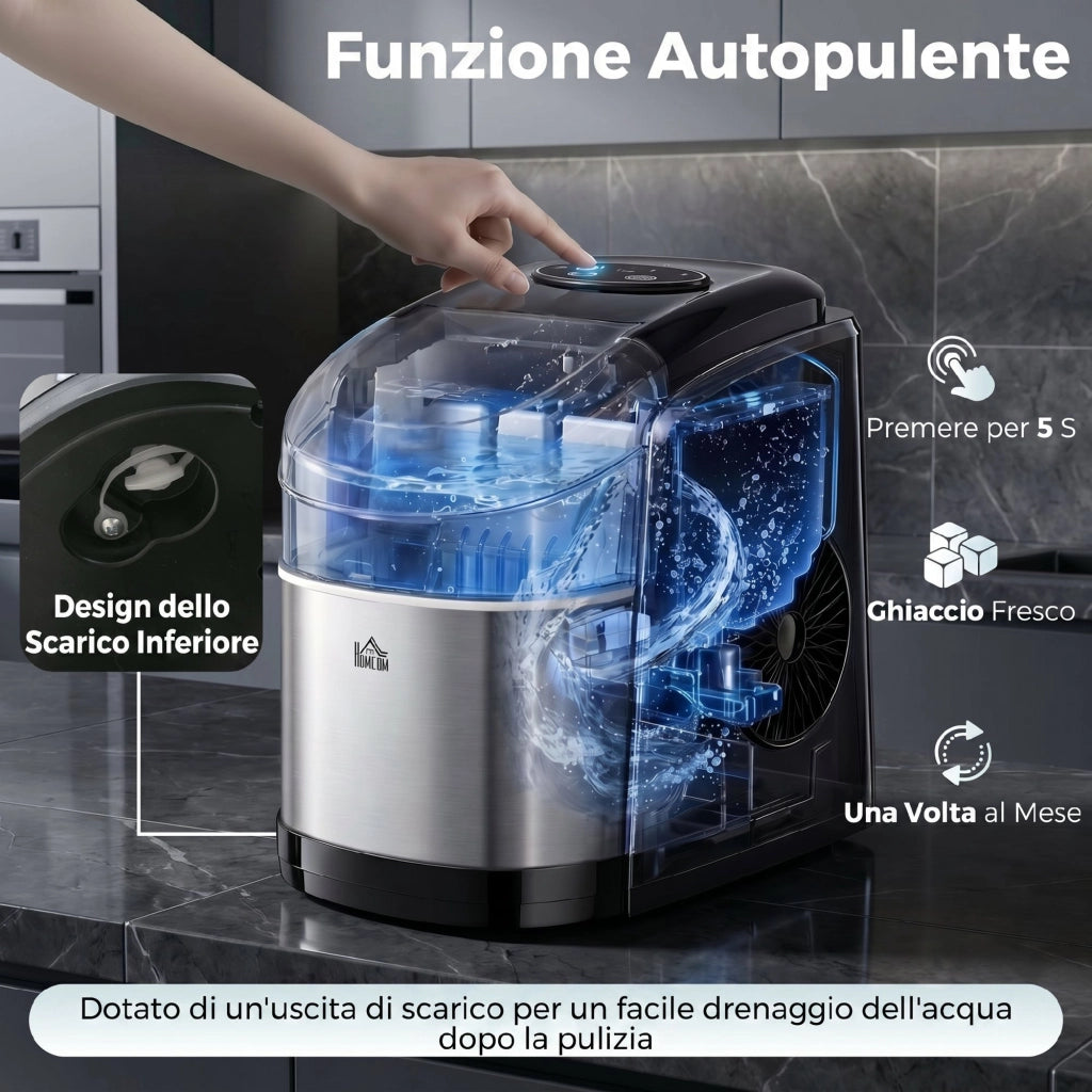Macchina del Ghiaccio ¨C Zephmum ¨C Nera, PP e Acciaio Inox, 24.2x35.3x33 cm