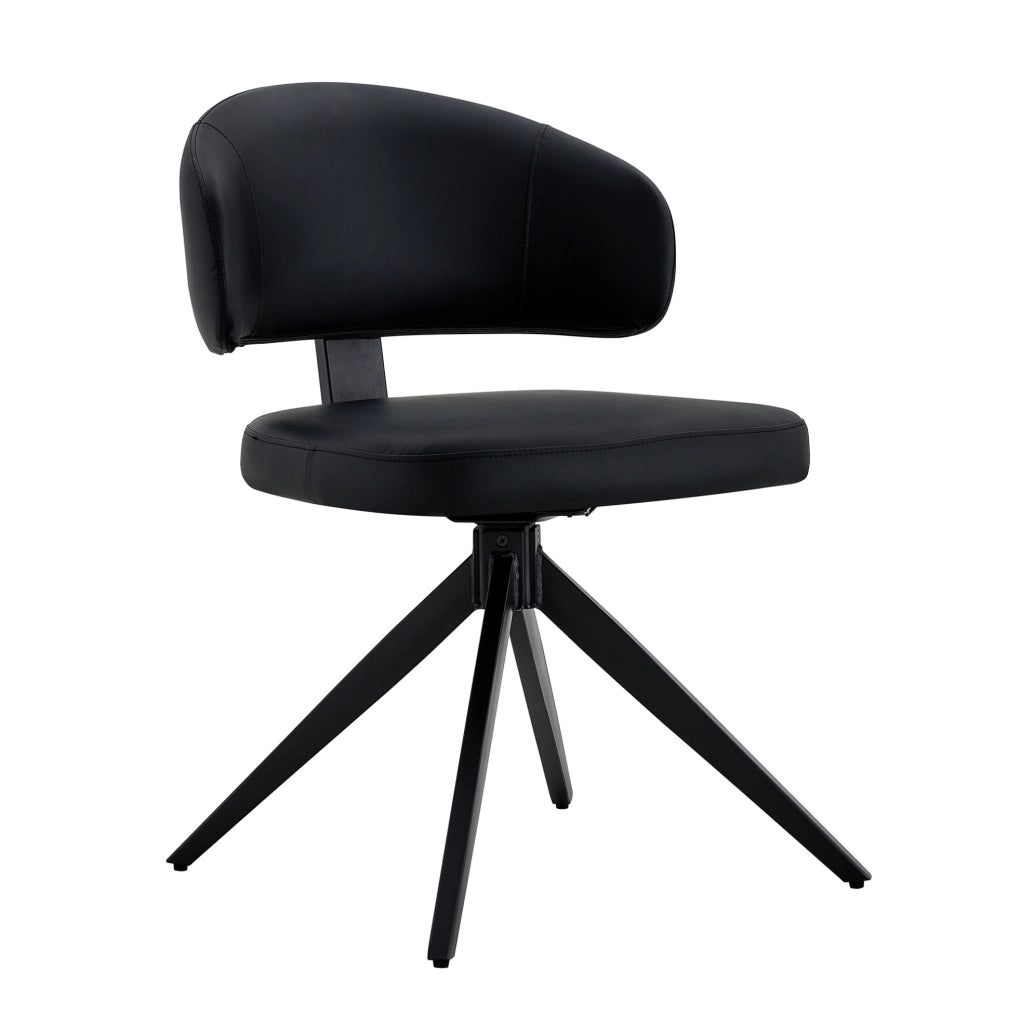Set di 2 sedie da pranzo girevoli 360° in PU nero