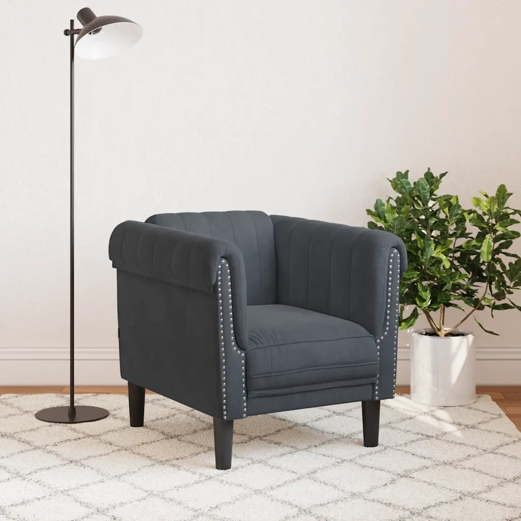 Poltrona-Divano Sedia-Poltroncina Grigio Scuro in Velluto