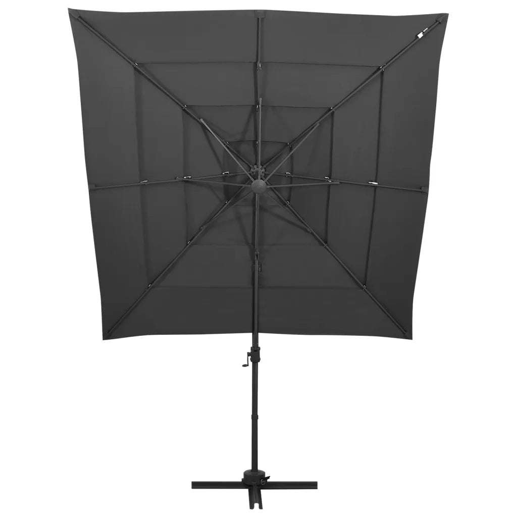 Ombrellone a 4 Livelli Palo in Alluminio Antracite 250x250 cm