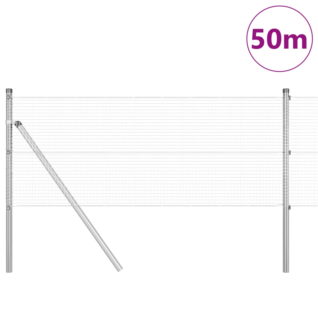 Recinzione in Rete Saldato con 13 Pali 0.4x50 m Acciaio Galvanizzato