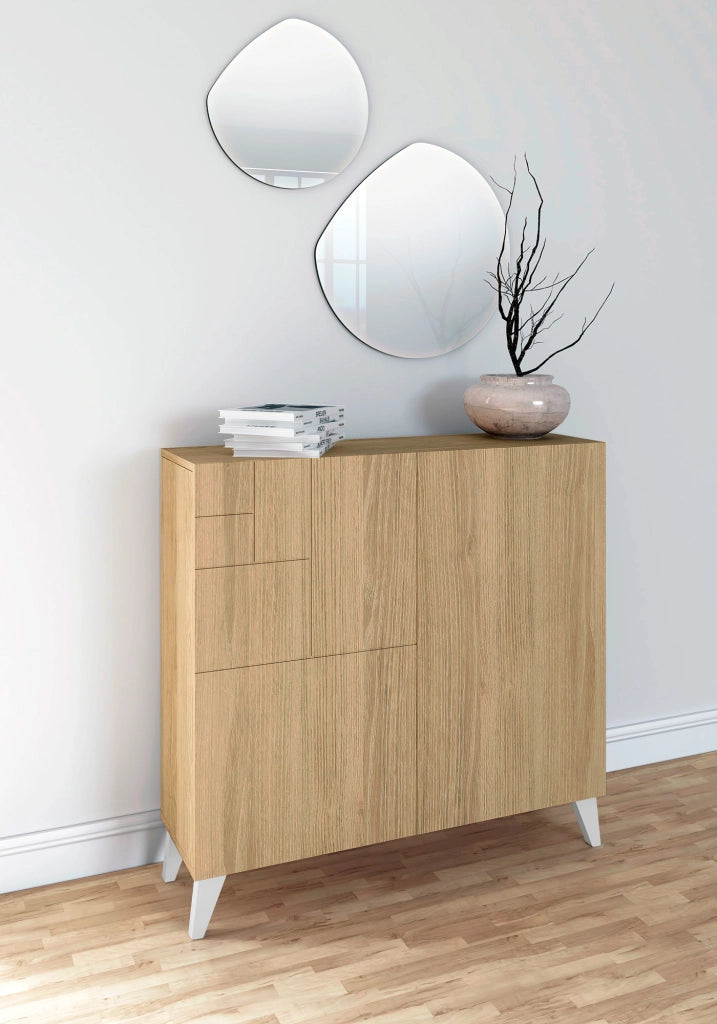Scarpiera Herdasa effetto rovere gambe bianche 87x90x27