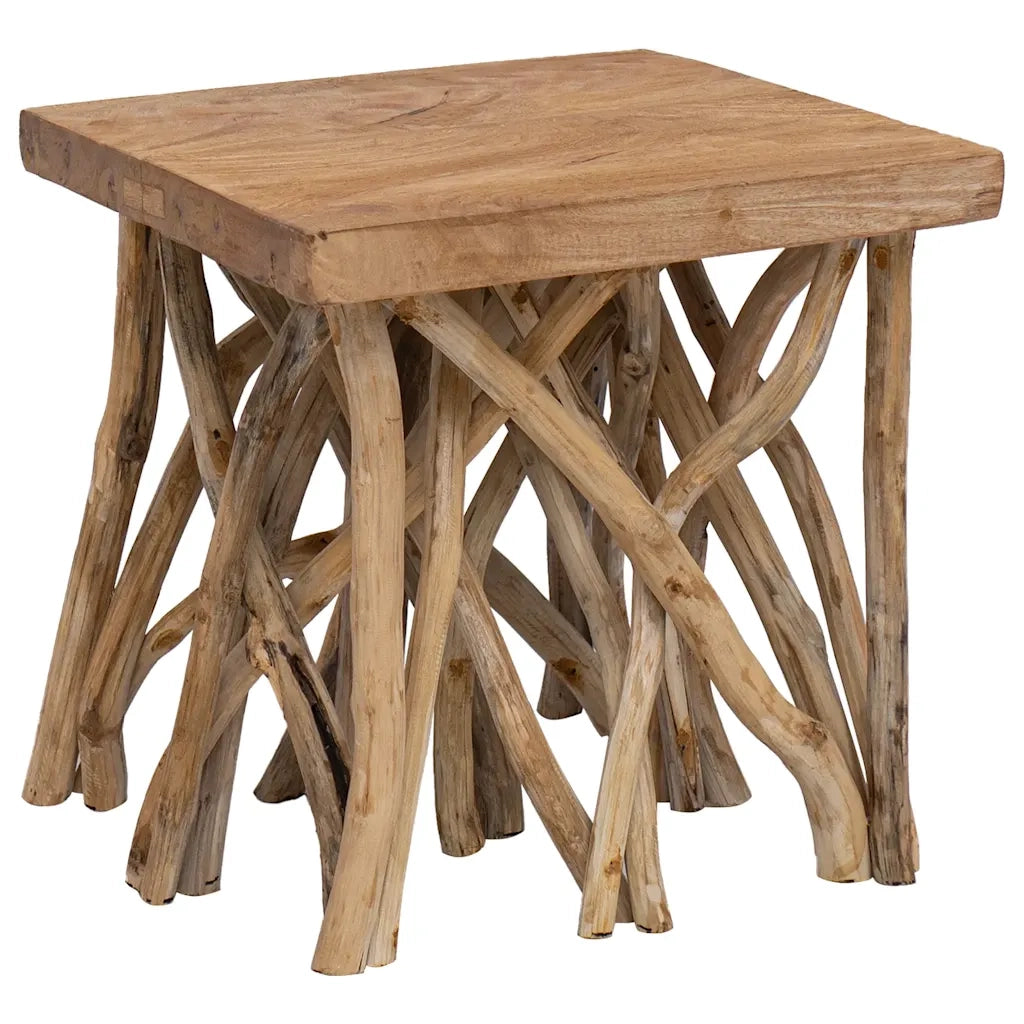 Tavolo con Tronchi 40x40x40 cm in Legno di Recupero Misto 283936