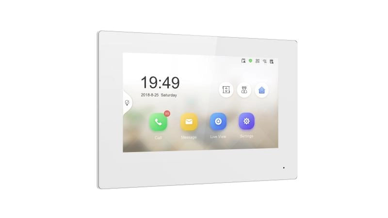 Monitor Bianco Hikvision Display interno 7" Touch Screen Intercom POE