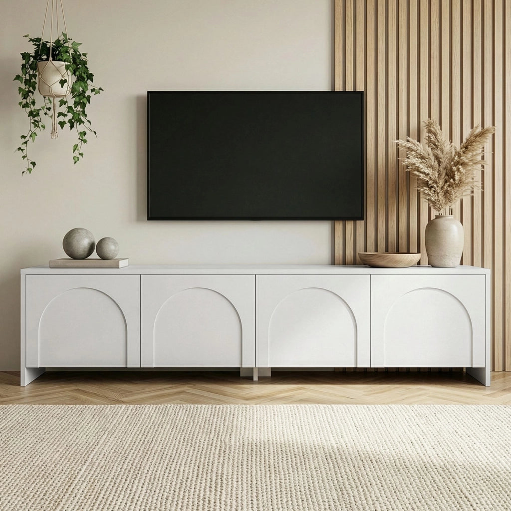 Porta TV in legno "Aurelia" - 180 x 32 x 45 cm - Bianco