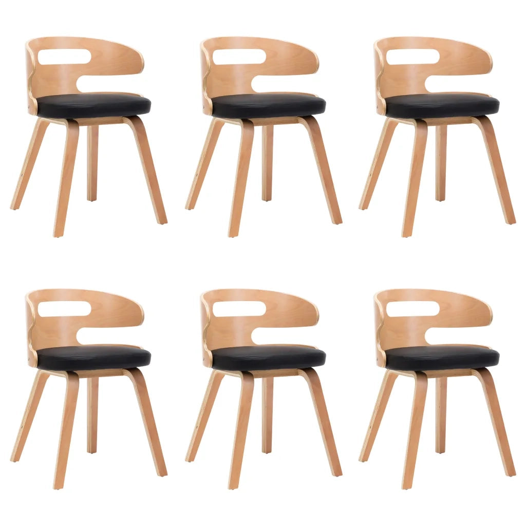 Sedie da Pranzo 6 pz Nere in Legno Piegato e Similpelle cod mxl 31491