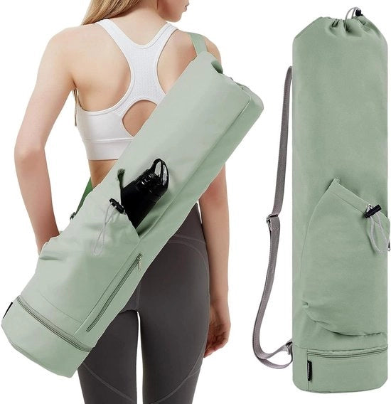 Matte yoga di grandi dimensioni con cintura regolabile e tappetini per Pilates - contenitore in plastica e compartimento per l'acqua