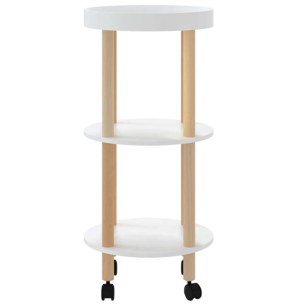 Carrello 3 Ripiani Bianco 38x38x82 cm Legno Multistrato e Pino 345600