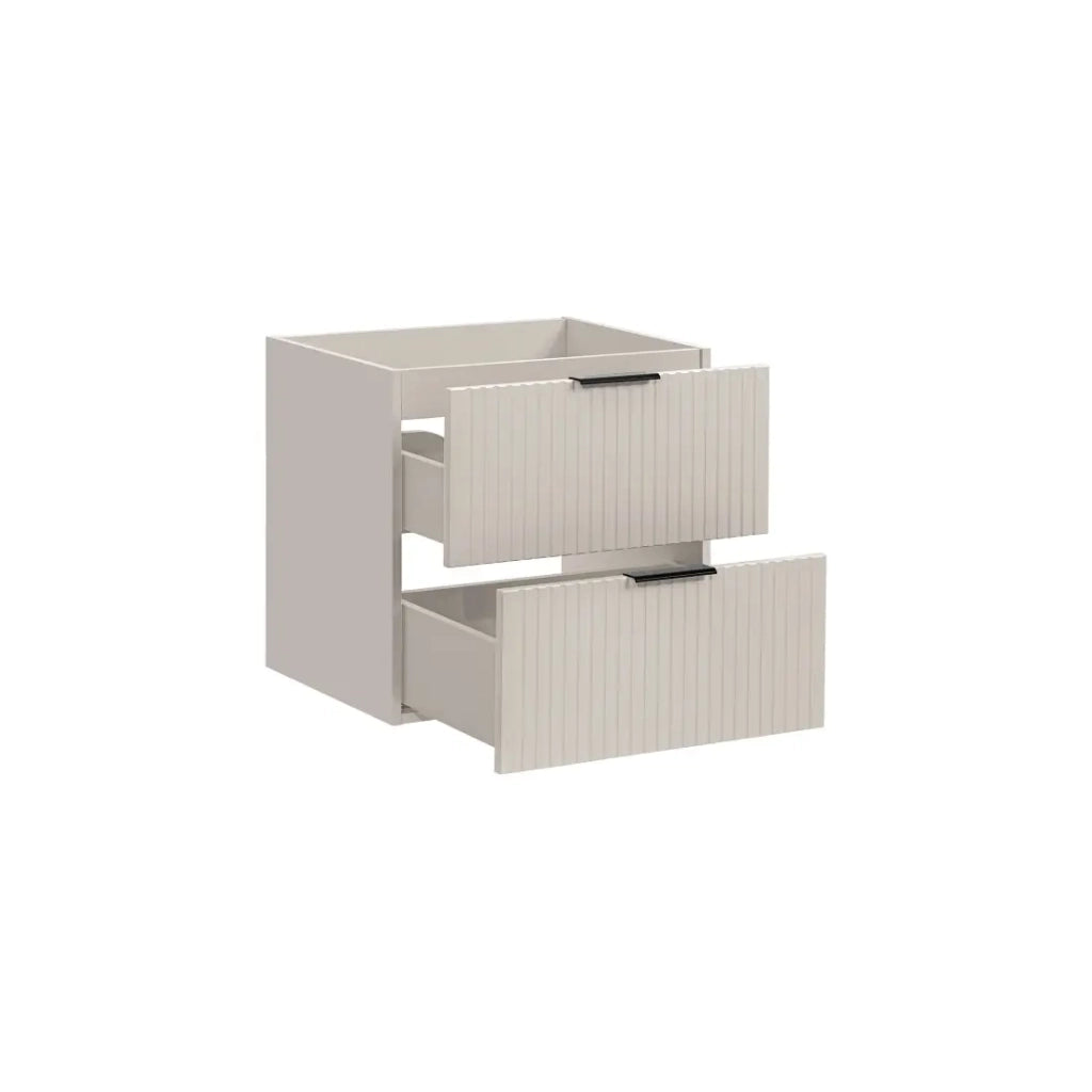 Mobile sotto lavabo NOXERA – 60 cm – 2 cassetti – Beige opaco – Mobile sospeso moderno