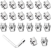 Cable Clips in Acciaio Inox da 304 - 20 pezzi - Clip per Cavi con Chiave a 7 mm per Cavi da 2 mm.