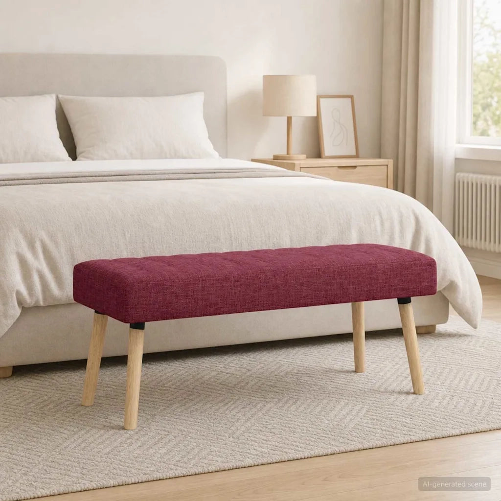 Panchina trapuntata a canale Rosso Vino 110 x 40 x 46 cm 42038490