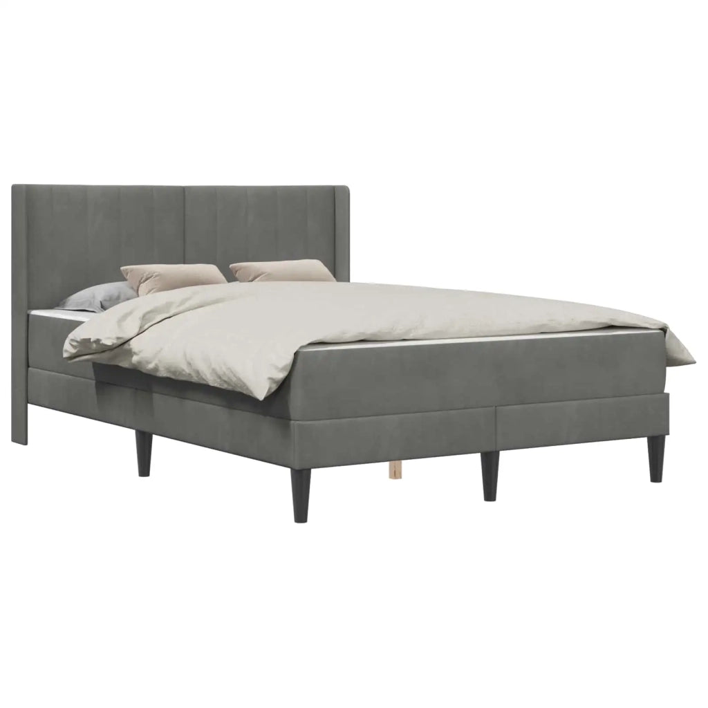 Struttura letto con materasso Grigio Scuro 140 x 190 cm Velluto