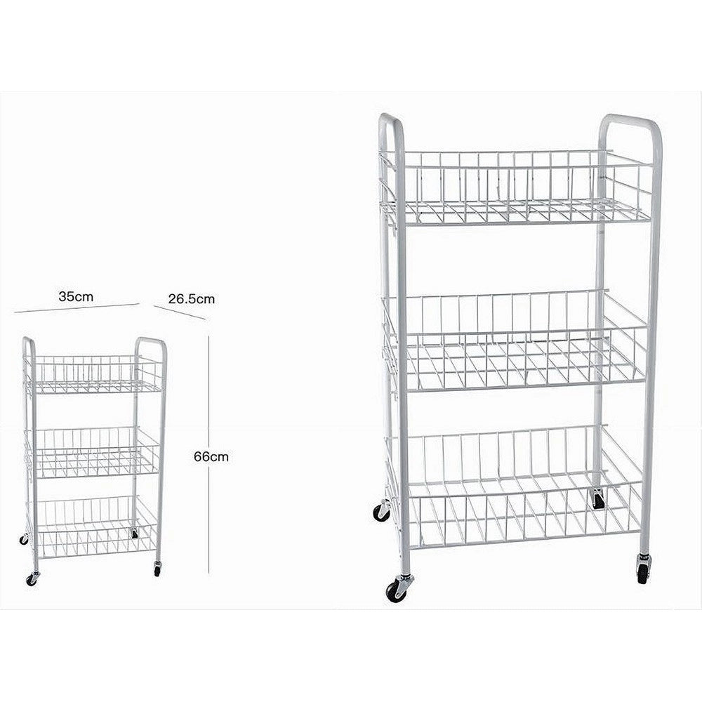Trade Shop - Carrello In Metallo Da Bagno Portaoggetti 3 Ripiani Porta Oggetti Con Ruote 52531 -