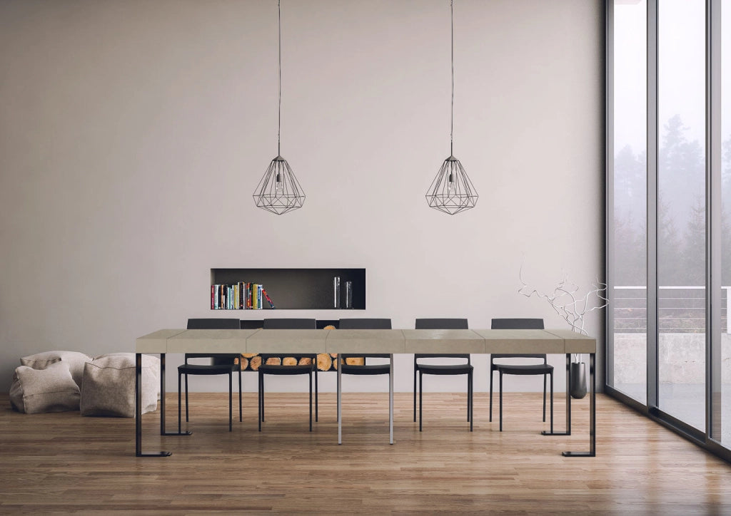 Consolle Allungabile 90-300x40x77 cm Tecno Premium Cashmere Telaio Antracite