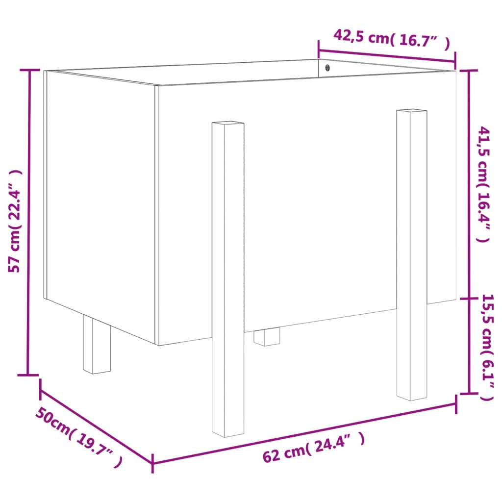 Fioriera da Giardino-Vaso da Esterno-Contenitore per Piante Grigia 62x50x57 cm Legno Massello di Pino
