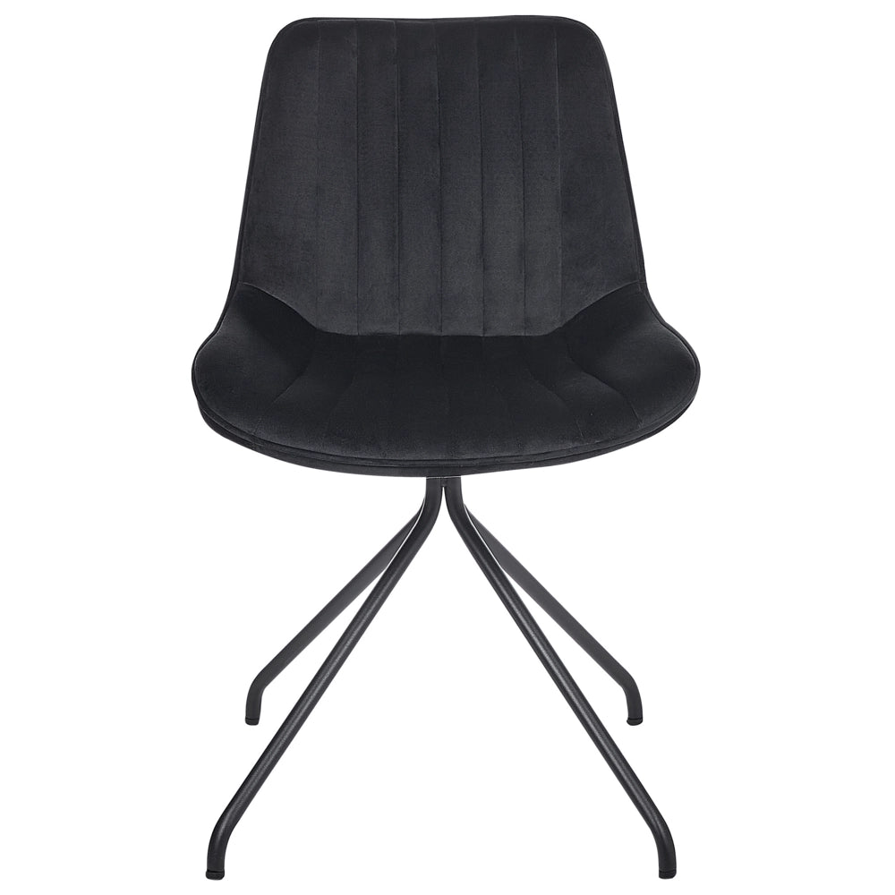 Set di 2 sedie da pranzo imbottite in velluto nero Sedia da sala da pranzo per interni con gambe in acciaio Decor