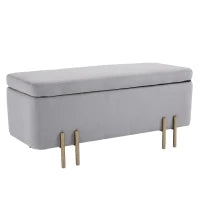 Panca Contenitore Imbottita per Soggiorno e Camera da Letto, 100 x 40 x 42 cm, Grigio