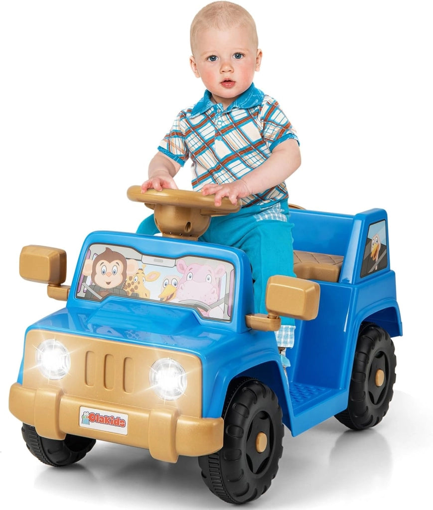6V Macchina Elettrica per Bambini, Auto Elettrica Cavalcabile con Sonori Portabicchiere, Vano Portaoggetti, Luci LED, 18 Mesi + (Rosso)
