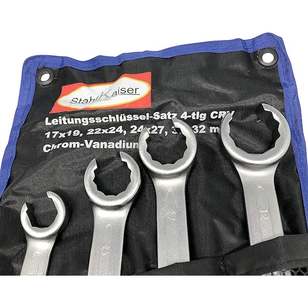 SET 4PZ CHIAVI APERTE SPACCATE POLIGONALI RACCORDI TUBI FRENI 17 x 32 mm STAHLKAISER 13594