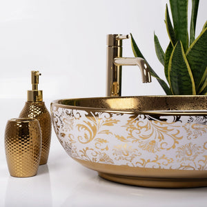 Lavabo Da Appoggio Rea Margot White/gold