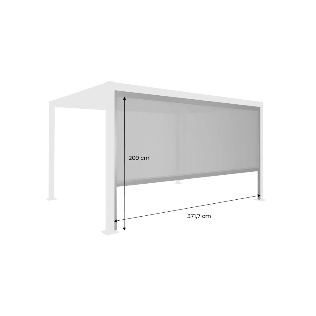 tenda laterale avvolgibile alluminio e textilene per pergola, 4m,
