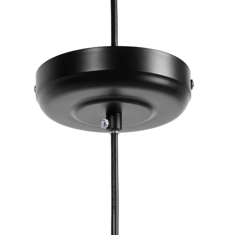 Lampadario in Filo color Nero con Paralume Tondo Aperto in Metallo stile industriale soggiorno