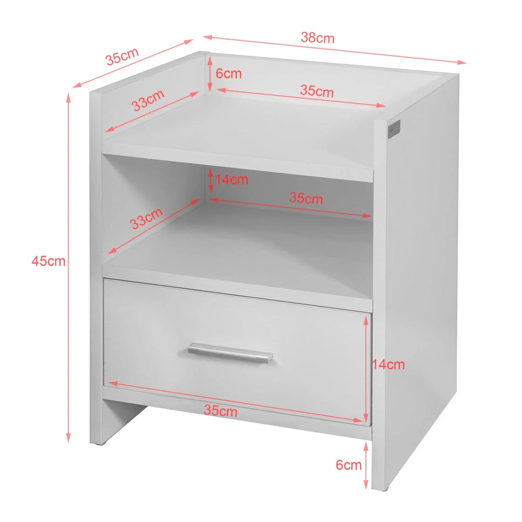 Comodino Comodino da letto con cassetto Bianco FBT66-W