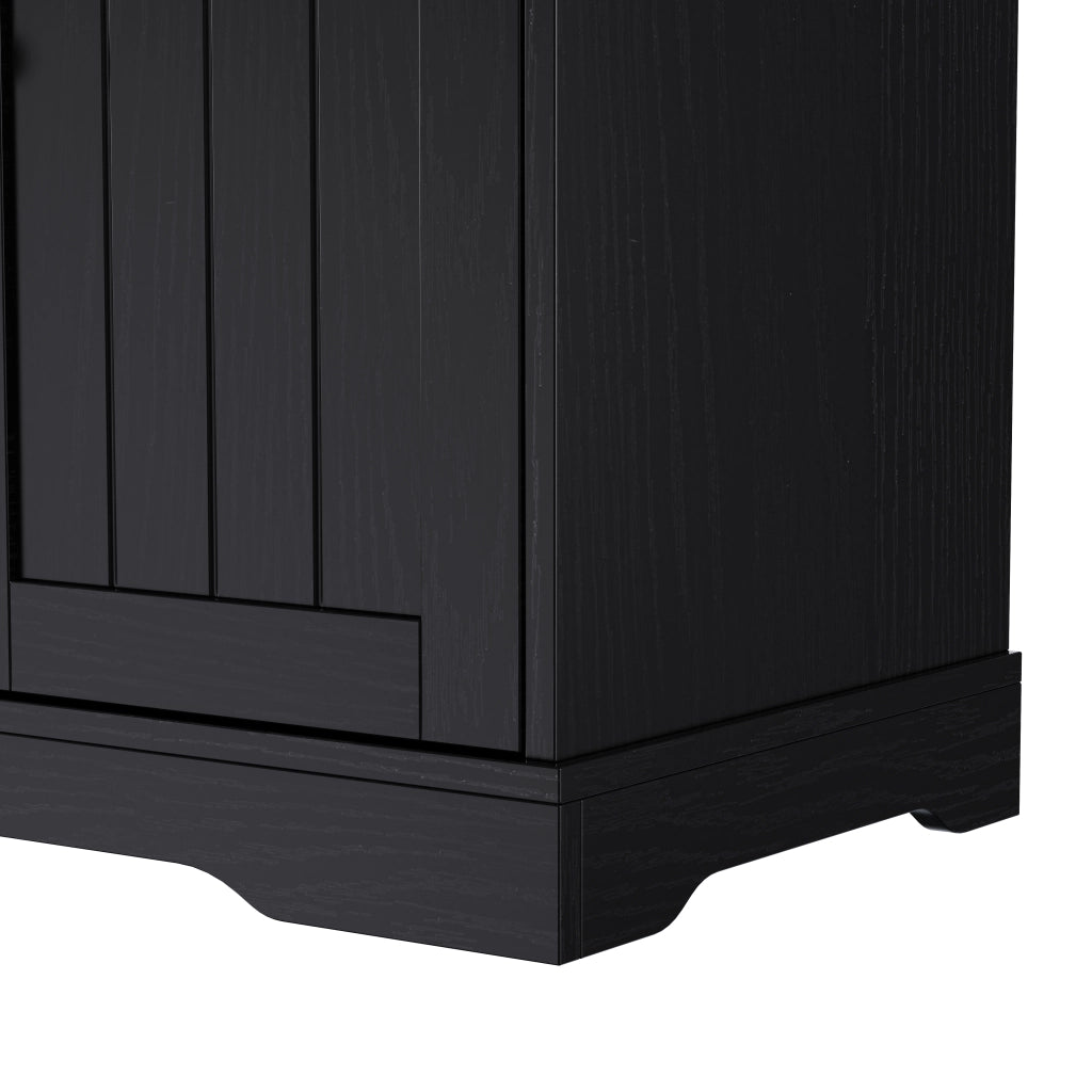Credenza con 3 ante e 1 cassetto; ripiani regolabili; per ingresso e soggiorno; in MDF; nero
