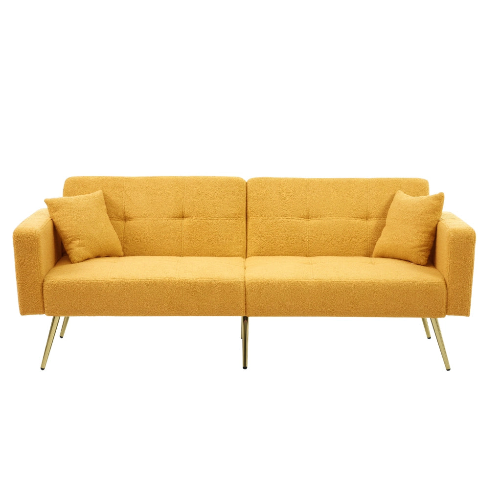 Divano Letto con Contenitore, Cuscini e Gambe Dorate ¨C MINIMAL ¨C Tessuto