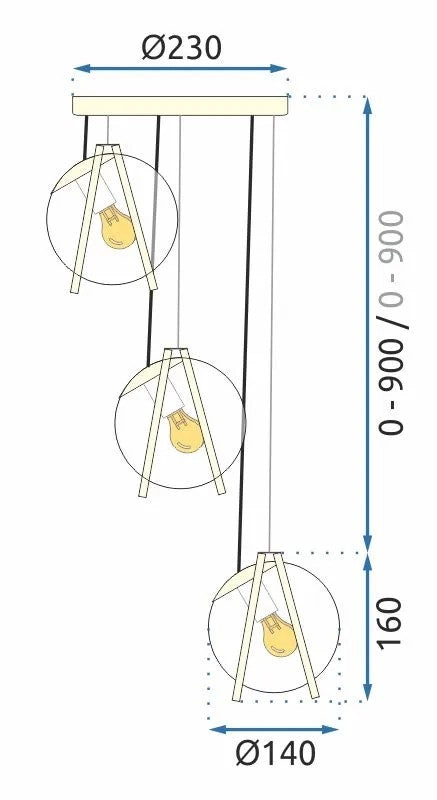 Lampada APP1090-3 Cp Gold White