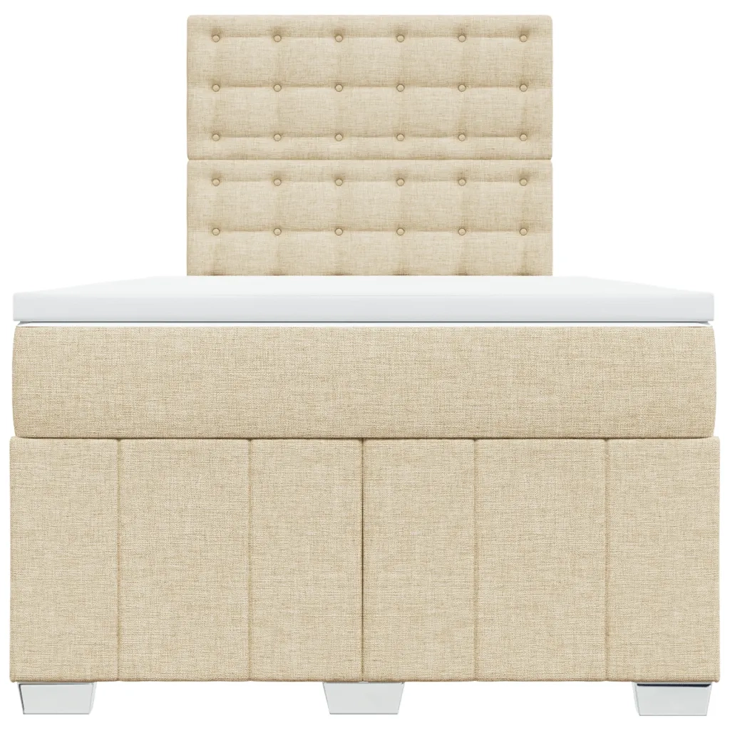 vidaXL Giroletto a Molle con Materasso Crema 120x200 cm in Tessuto