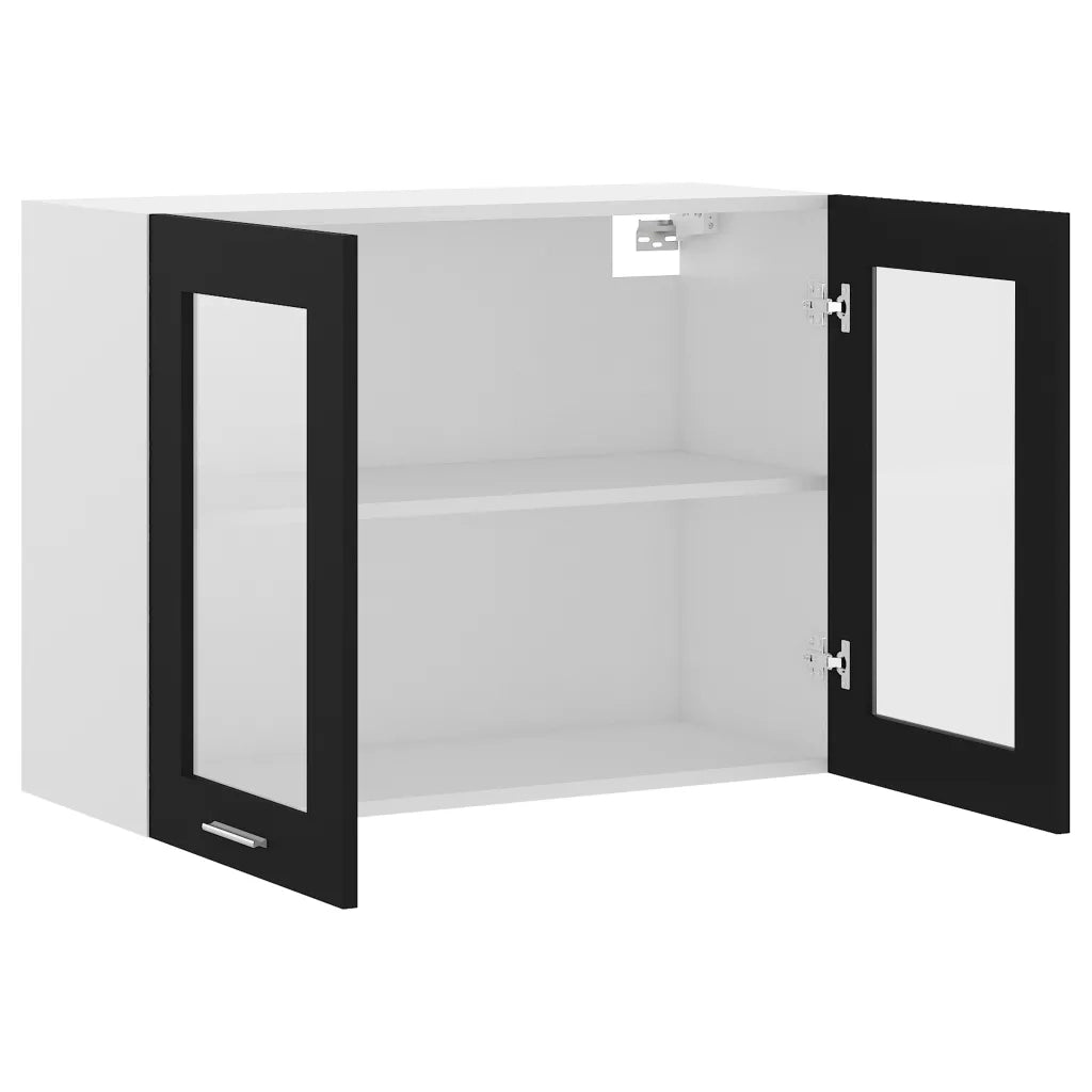 Mobile Pensile con Vetro “Lyon” Nero 80x31x60 cm 802530
