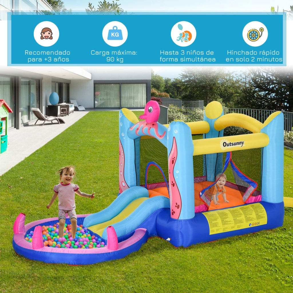 Letto Gonfiabile per Bambini con Scivolo e Piscina ¨C Zephmum ¨C 360x175x180 cm Multicolor