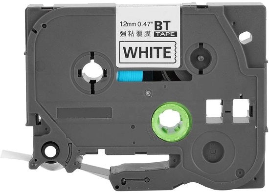 Etichetta adesiva Gelatinosa 12 mm - Nero/Bianco - Alta Funzionalità - Per PVC - Adatta per Etichette/Badges - Qualità di Stampante Elevata - Etichettatrice
